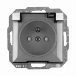 PT-16PHL/M Gniazdo wtyczkowe pojedyncze-PERŁA- p/t 2p+Z z przesłonami 16A, 250V,bryzgoodporne z klapką; biały
