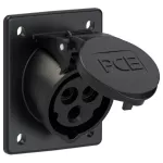 Gniazdo tablicowe skośne 16A 2P+Z 230V 50/60Hz 6h IP44/54 (kołnierz 70X85, rozstaw śrub 50X65), seria MIDNIGHT