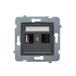 ROSA (Bazalt) Szybka Ładowarka USB A+C (A-10W, C-20W), bez ramki (op=4)