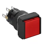 Harmony XB6 Przycisk, Podświetlany, Czerwony, Płaski, 2 CO, 24 V DC, Kwadratowy, Plastik