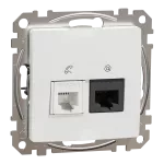 Gniazdo komputerowo-telefoniczne (RJ45 kat.6 UTP + RJ11), Sedna Design & Elements, białe