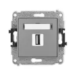 ICON Mechanizm gniazda pojedynczego USB A-A 2.0 szary mat