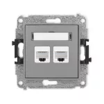 ICON Mechanizm gniazda komputerowego podwójnego 2xRJ45, kat. 6A, 8-stykowy szary mat