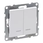 SUNO - Łącznik schodowy podwójny z podświetleniem - 10 AX - 250 V~ - zaciski automatyczne, Biały, Legrand