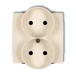 DECO Mechanizm gniazda podwójnego do ramki DECO Soft bez uziemienia 2x2P (przesłony torów prądowych) beżowy