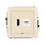 DECO Mechanizm gniazda pojedynczego HDMI 2.0, 4K + gniazda komp. poj. 1xRJ45, kat. 5e, 8-stykowy, bez pola opisowego beżowy
