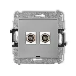 ICON Mechanizm gniazda antenowego podwójnego typu F (SAT) niklowany, bez pola opisowego srebrny metalik