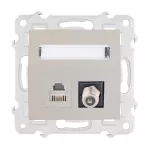 BELLA (Kaszmir) Gniazdo komputerowo RJ45 + antenowe F skośne GPKA-BL/S/m bez ramki (op=4)