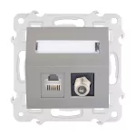 BELLA (Popiel mat) Gniazdo komputerowo RJ45 + antenowe F skośne GPKA-BL/S/m bez ramki (op=4)