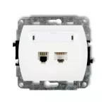 TREND Mechanizm gniazda telefonicznego pojedynczego 1xRJ11 + komputerowego pojedynczego 1xRJ45, kat. 5e, 8-stykowy biały