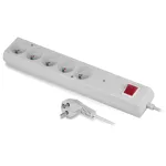 PS-5P/3,0 Przedłużacz przeciwprzepieciowy z pięciokrotnym gniazdem 5x2p+Z; 3m; szary
