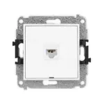 ICON Mechanizm gniazda komputerowego pojedynczego 1xRJ45, kat. 6A, 8-stykowy, bez pola opisowego biały mat