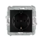 MINI Mechanizm gniazda pojedynczego z uziemieniem SCHUKO 2P+Z (przesłony torów prądowych) czarny mat