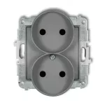 ICON Mechanizm gniazda podwójnego do ramki bez uziemienia 2x2P (przesłony torów prądowych) szary mat
