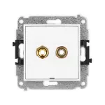 ICON Mechanizm gniazda głośnikowego pojedynczego, bez pola opisowego (typu banan - czerwony i czarny, pozłacany, 4 mm2, skręcany) biały mat
