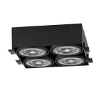 MARA PB4Dh AR111 wpust stropowy bezramkowy, max. 4x20W, G53, 12V, czarny głęboki (mat struktura) RAL 9005