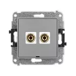 MINI Mechanizm gniazda głośnikowego pojedynczego, bez pola opisowego (typu banan - czerwony i czarny, pozłacany, 4 mm2, do lutowania) szary mat