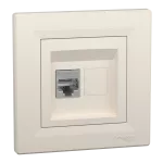 Gniazdo komputerowe Asfora pojedyncze RJ45 kat.5e ekranowane kremowe