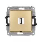 MINI Mechanizm gniazda pojedynczego USB A-A 2.0, bez pola opisowego złoty