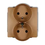 DECO Mechanizm gniazda podwójnego do ramki DECO Soft z uziemieniem 2x(2P+Z) (przesłony torów prądowych) złoty metalik