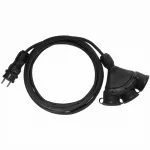 PS-X3/54/15M/3X2,5/H05RR-F Przedłużacz X3, przewód w oponie gumowej H05RR-F czarna 3x1,5mm2, IP 54, wtyczka i gniazdo w kolorze; czarnym, przewód kolor; czarny
