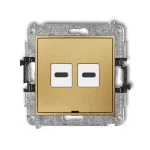 ICON Mechanizm ładowarki USB podwójnej 2xUSB C, 20W max., bez pola opisowego złoty