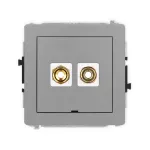DECO Mechanizm gniazda głośnikowego pojedynczego, bez pola opisowego (typu banan - czerwony i czarny, pozłacany, 4 mm2, skręcany) szary mat