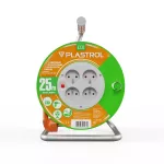 PB-ST/S/25M/3X1/H05VV-F ECO POM Przedłużacz bębnowy ECO LINE, 4x2p+Z, 10A, 2300W, przewód 3x1mm H05VV-F; 25m; pomarańczowy