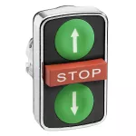 Harmony XB4 Przycisk potrójny zielony/STOP/zielony samopowrotny metalowy góra/STOP/dół