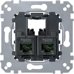 Merten - Mechanizm gniazda teleinformatycznego komputerowe 2xRJ45 kat 6 utp