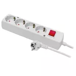 PS-470SWS/1,5/10,0 Przedłużacz z czterokrotnym gniazdem z wyłacznikiem; Schuko 3x2p+z, 3x1,5; 16A; 10m; biały