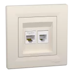 Gniazdo teleinformatyczne Asfora kat.5e RJ45 + RJ12 kremowe