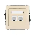 DECO Mechanizm gniazda komputerowego podwójnego 2xRJ45, kat. 6, 8-stykowy beżowy