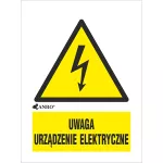 UWAGA URZĄDZENIE ELEKTRYCZNE 52X74 FOLIA SAMOPRZYLEPNA