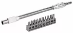 Metalowa, elastyczna przedłużka SDB, 11 szt. Plastikowa, elastyczna przedłużka, 200 mm, zestaw końcówek wkręcających PH1, PH2, PH3, PZ2, Hex4, Hex5, T20, T25, SL 0,6 x 4,5; SL 0,8 x 5,5