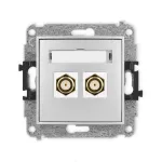 ICON Mechanizm gniazda antenowego podwójnego typu F (SAT) pozłacany srebrny metalik