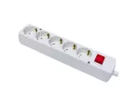 GN-570SWS Gniazdo pięciokrotne 5x2p+Z Schuko wyłącznikiem; rozbieralne; biały