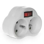 R-270WS Rozgałęźnik podwójny z wyłącznikiem, 2x2P+Z, 16A, 230V; biały