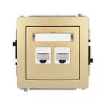 DECO Mechanizm gniazda komputerowego podwójnego 2xRJ45, kat. 6, 8-stykowy złoty
