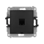 ICON Mechanizm gniazda komputerowego pojedynczego 1xRJ45, kat. 6, 8-stykowy, bez pola opisowego czarny mat