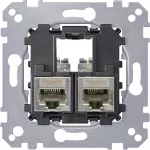 Merten - Mechanizm gniazda teleinformatycznego komputerowe 2xRJ45 kat 5e f/stp