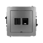 DECO Mechanizm gniazda pojedynczego HDMI 2.0, 4K + gniazda komp. poj. 1xRJ45, kat. 5e, 8-stykowy, bez pola opisowego grafitowy