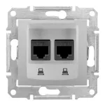 Sedna, gniazdo komputerowe 2x RJ45 kat.5e UTP, aluminium