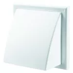 wylot ścienny 154x154 mm z zaworem zwrotnym, okapem i kołnierzem fi 100 mm, biały WPMV102VKWH
