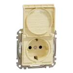 Gniazdo schuko z przesłonami IP44, Sedna Design & Elements, brzoza