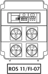Rozdzielnica 2*32A 5p,2*16A 5p,zabezp.3F-32A, 3F-16A