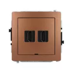 DECO Mechanizm gniazda podwójnego HDMI 2.0, 4K, bez pola opisowego brązowy metalik