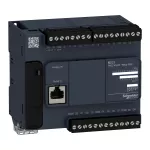 Modicon M221, sterownik kompaktowy, port szeregowy RJ45, 14 wejść, 10 wyjść przekaźnikowych, 100...240 VAC