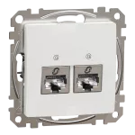 Gniazdo komputerowe 2xRJ45 kat.5e STP, Sedna Design & Elements, białe