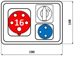 Rozdzielnica 1*16A 5p, 1*250V,wył.0-1,TVM 16, IP54 /niska podstawa/